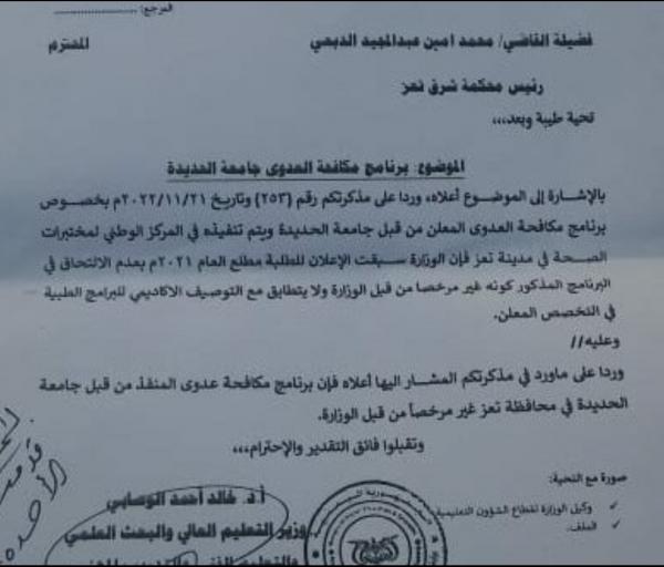 اعتبر القرار يخدم الحوثي  الوصابي يتجاوز صلاحياته ويغلق مركز العدوي التابع لجامعة الحديدة في تعز