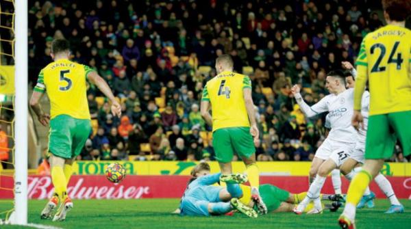 مانشستر سيتي يفوز على ضيفه نوريتش سيتي 4-0