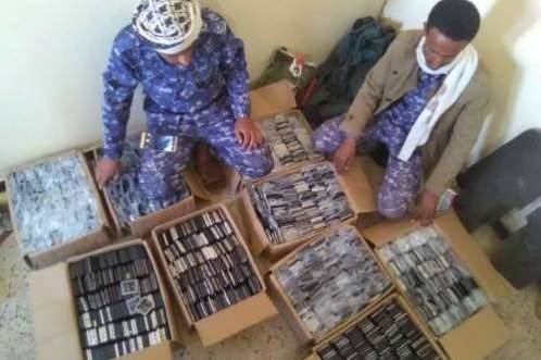 أمن مأرب يضبط تلفونات مهربة كانت في طريقها الى العاصمة صنعاء