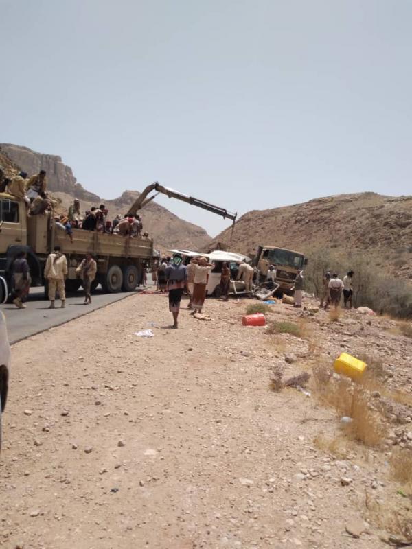 شبوة.. وفاة ثمانية أفراد من قوات العمالقة وفرد من قوات دفاع شبوة في حادث مروري مروع