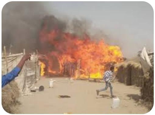 حريق هائل بمخيم للنازحين في الجوف