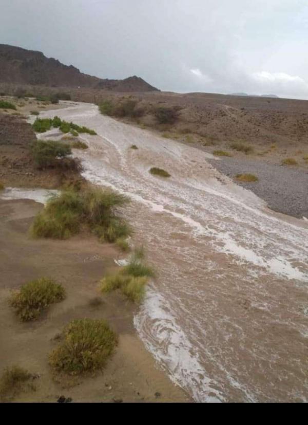 سيول غزيرة في شبوة و تقطع الطريق بين المكلا وعدن 