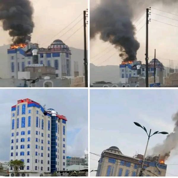  حريق يلتهم فندقا في إب 