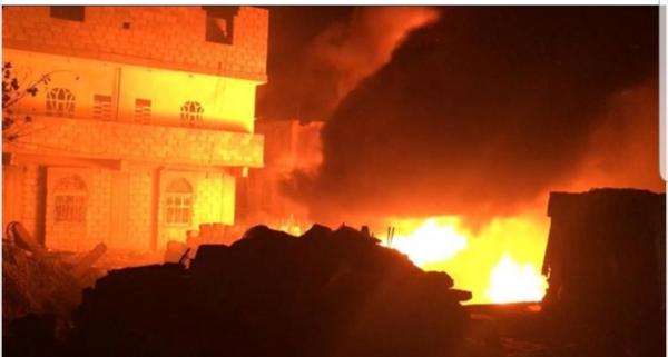 حريق يلتهم محلات تجارية في الضالع 