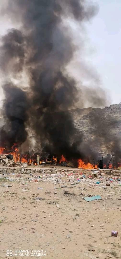 حريق يلتهم عشش المهمشين في حريب مأرب