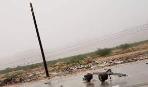 تضرر  خطوط الكهرباء في وادي حضرموت جراء الأمطار والرياح الشديدة