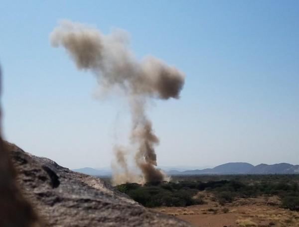 تفجير مخلفات الحوثي في أبين 