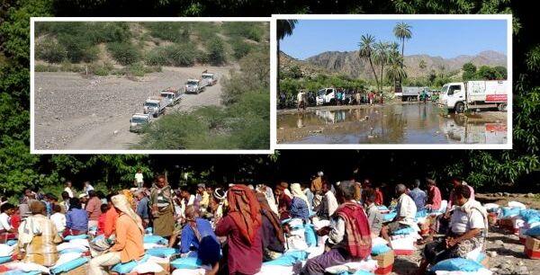 قوافل الإمارات الإغاثية تحط رحالها غرب تعز بـ" 25 طنا" من المعونات