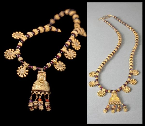 للبيع بدون مزاد في شركة نيويورك: قلادة من الذهب والعقيق عمرها 2200 عام تحمل آثار اليمن