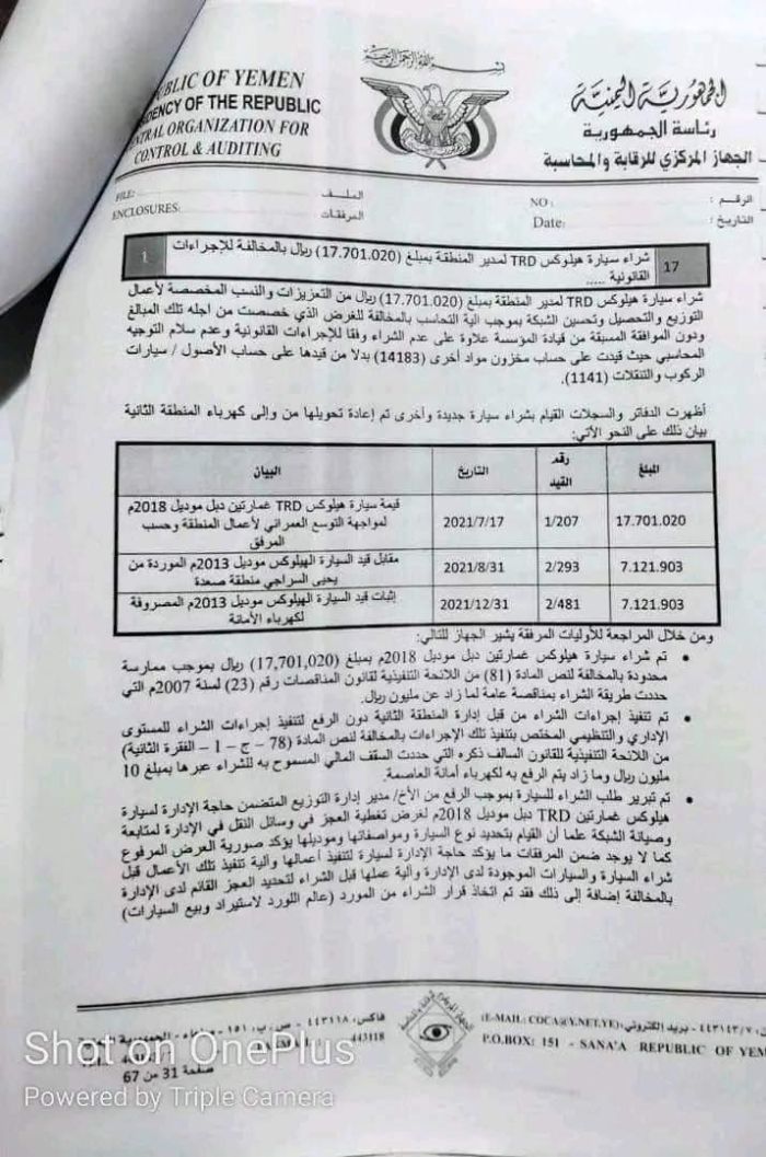  فضيحة حوثية جديدة.. شراء سيارة بـ17 مليون ريال لمسؤول بوزارة الكهرباء.