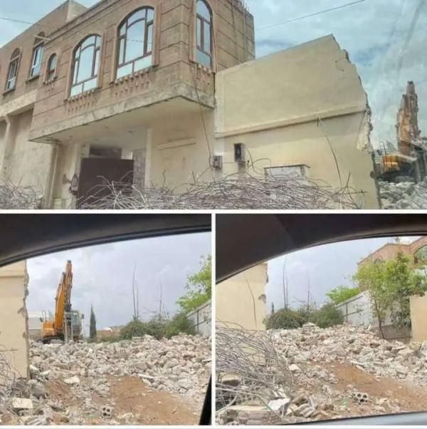 عصابة الحوثي تبني دور ثاني فوق منزل نهبته قبل اعوام بصنعاء