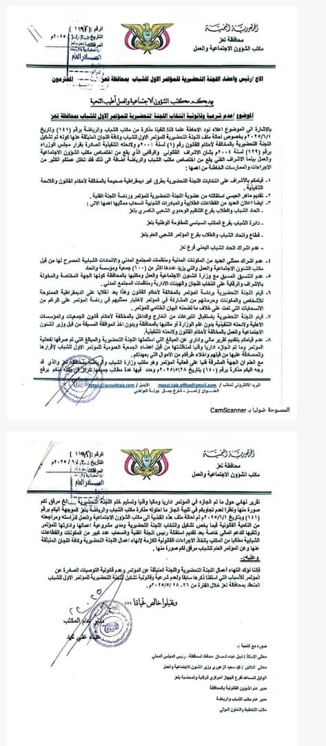 إبطال شرعية اللجنة التحضيرية للمؤتمر الشبابي الاول بمحافظة تعز