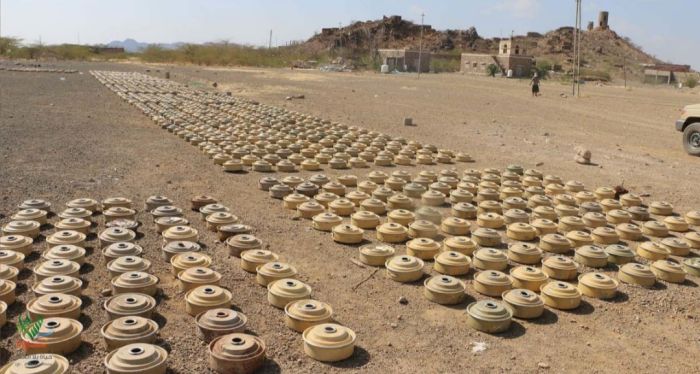  إتلاف أكثر من 6 آلاف مادة متفجرة من مخلفات عصابة الحوثي في أبين