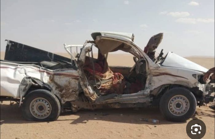  مقتل أربعة شبان من أسرة واحدة في حادث مروع بالجوف