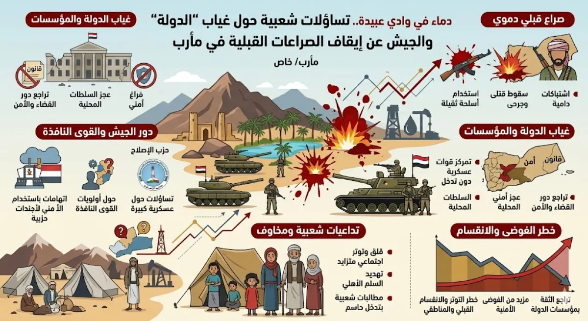 مع تزايد نفوذ الإخوان.. صراعات قبلية دامية تهز وادي عبيدة في مأرب