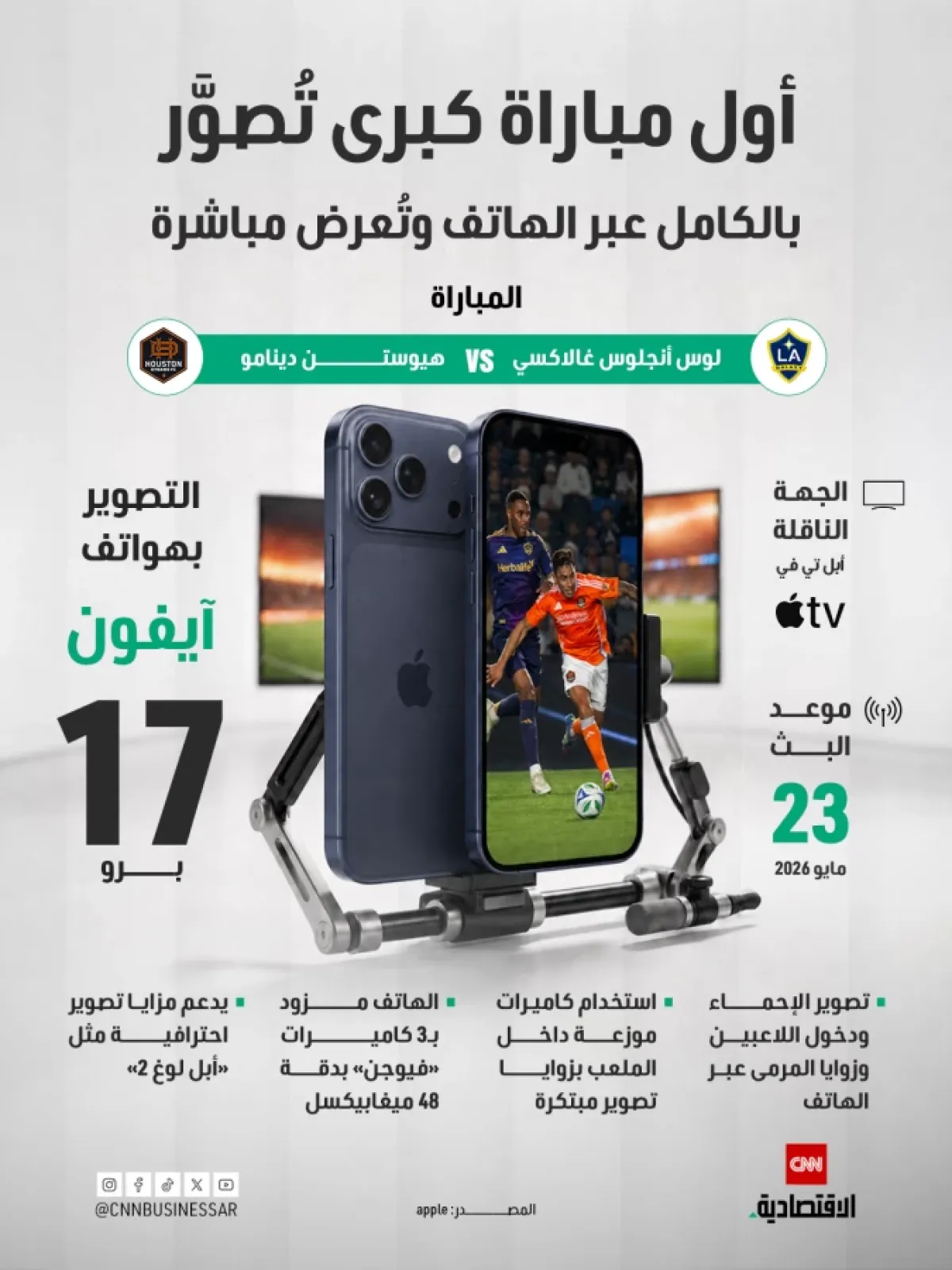 بث مباشر لأول مباراة رياضية كبرى مصورة بالكامل عبر الهاتف