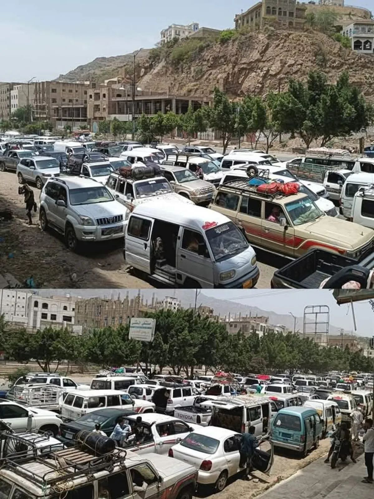 معاناة المسافرين في نقطة القصر بتعز ٤تفتيش مهين وتأخير لساعات