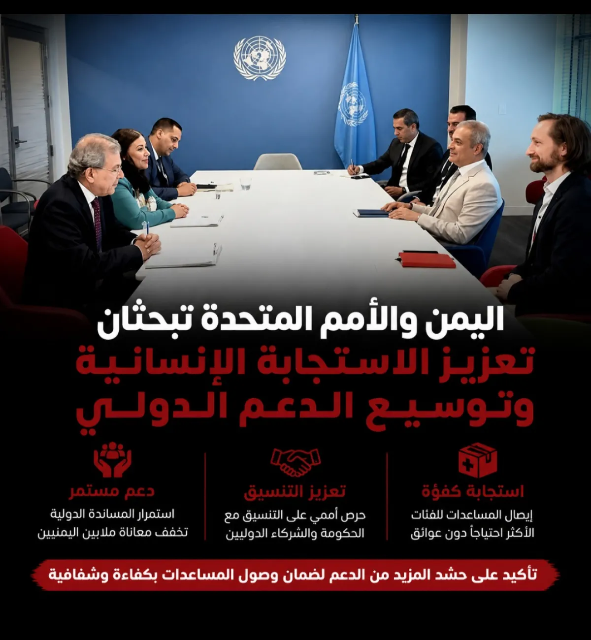 اليمن والأمم المتحدة تبحثان تعزيز الاستجابة الإنسانية وتوسيع الدعم الدولي