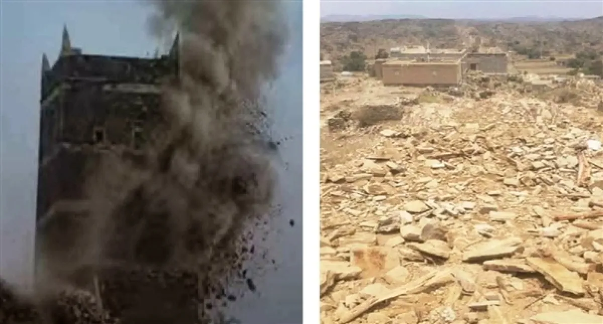 الحوثيون يصعّدون سياسة التفجير في البيضاء.. منزل شيخ قبلي وحصن تاريخي يتحولان إلى أنقاض